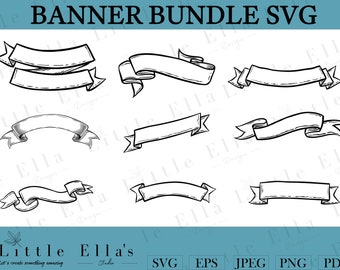 Vintage Banner Bundle SVG, Name Banner SVG, Name Banner Bundle, Name Badge svg