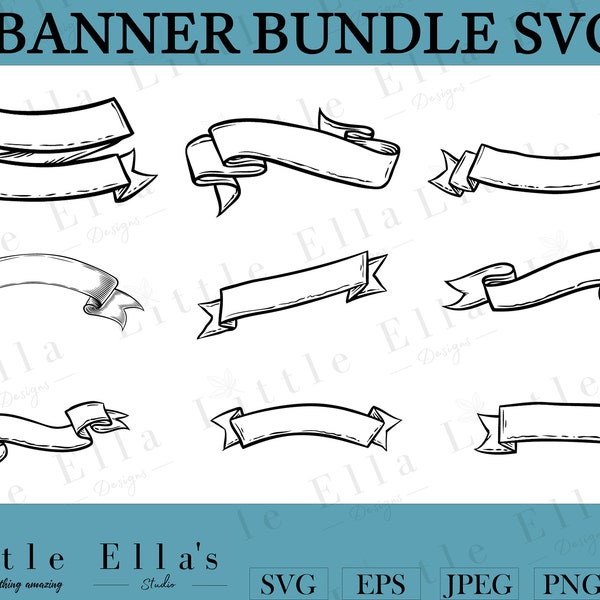 Vintage Banner Bundle SVG, Name Banner SVG, Name Banner Bundle, Name Badge svg