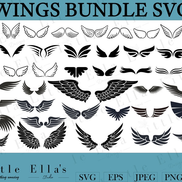 Wings Bundle SVG, Angel Wings SVG, Pilot Wings SVG, Bird Wings svg