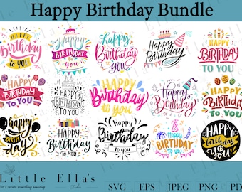 Happy Birthday SVG bundle, Birthday SVG, Birthday party SVG, Birthday cake svg, Birthday party png, Happy Birthday clipart