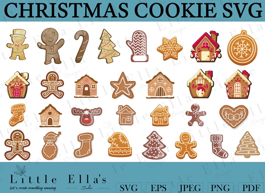 Christmas Cookie SVG Bundle, Cookie Svg, Gingerbread Man Svg, Santa Svg