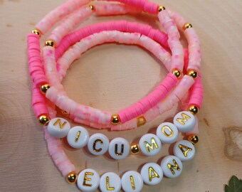 Nicu Mom Armband, Preemie Mom, Gepersonaliseerd cadeau voor Preemie Mom, Set van 4 armbanden, Heishi Kralen, Clay Beads