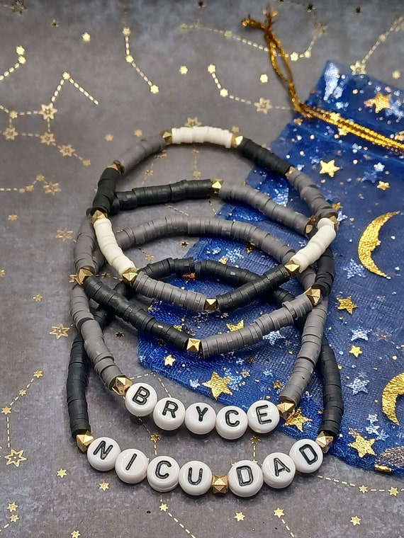 Nicu Mom Bracelet Nicu Dad Bracelet Preemie Mom Personalized Gift for Preemie Mom Set of 4 Bracelets Heishi Beads Clay Beads Etsy Australia