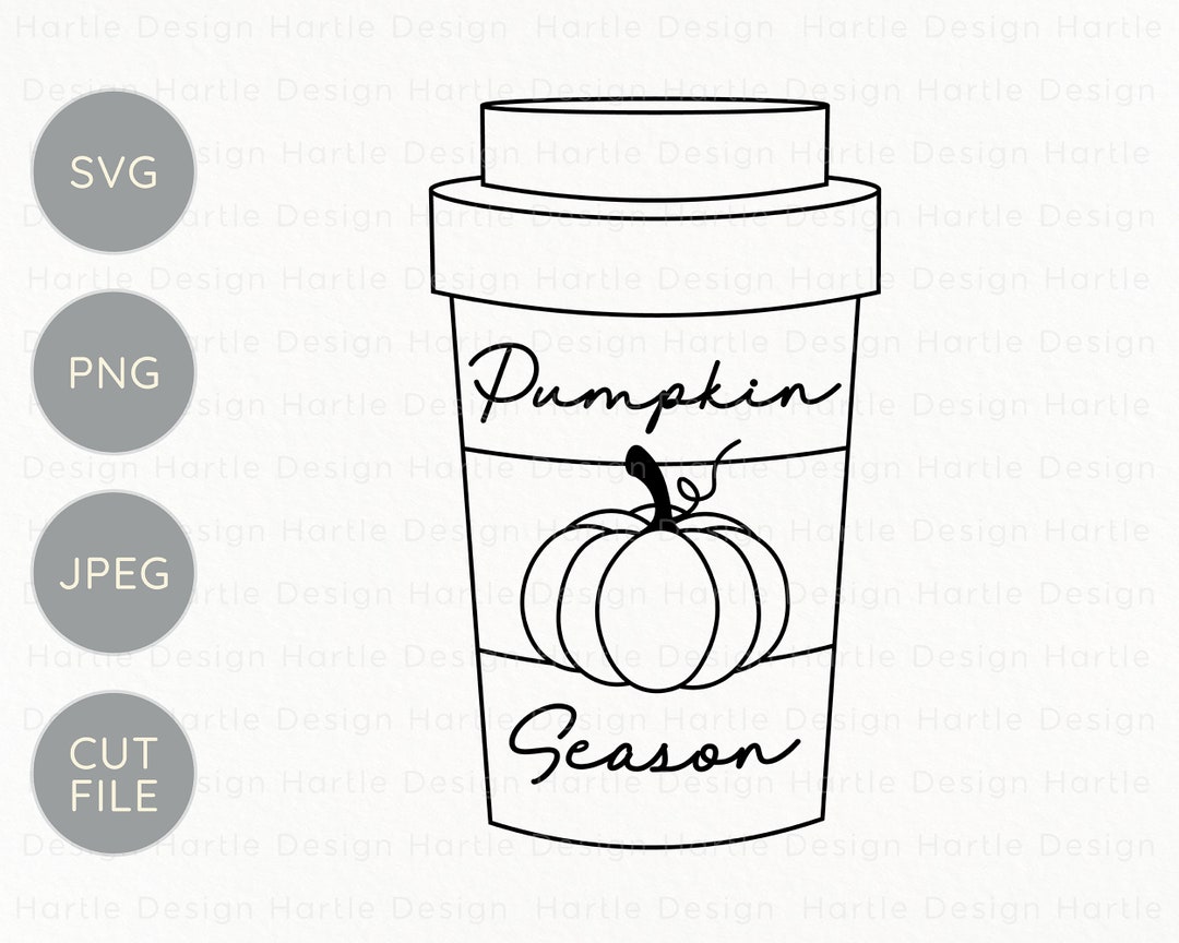 Pumpkin Season Latte Outline SVG | October Fall Pumpkin Cut File for ...