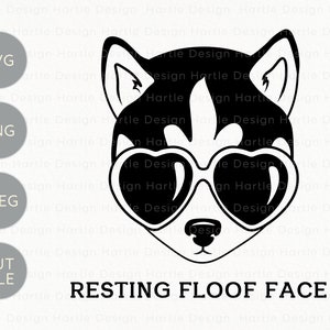 Husky Dog Wearing Heart Sunglasses SVG | Resting Floof Face Cut File Image for Silhouette & Cricut | Dog Lover Vinyl Crafting Graphic PNG