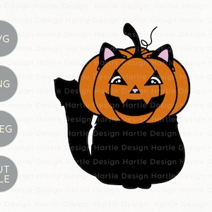 Halloween Cat Dressed as Pumpkin Layered SVG | Black Cat in Pumpkin Costume Cut File for Silhouette & Cricut | Shirt Vinyl Crafting Graphic