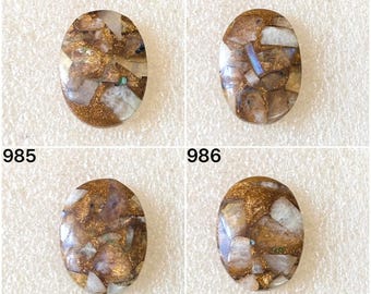 Gema Cabochão de Pedra da Lua Natural Reconstruída, Lote de Gema Solta Cabochão Reconstruída para Atacado, Utilizada para Fabricação de Joias (983-986)