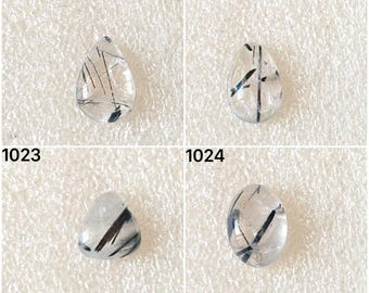 Gema cabochão de rutilo preto natural, lote de gemas soltas cabochão pretas para atacado, usada para fabricação de joias (1021-1024)