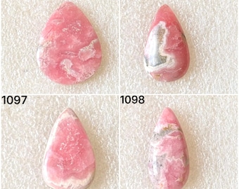 Gema de rodocrosita rosa natural em cabochão, lote de gemas soltas de rodocrosita em cabochão para venda por atacado, usada para fabricação de joias (1095-1098)