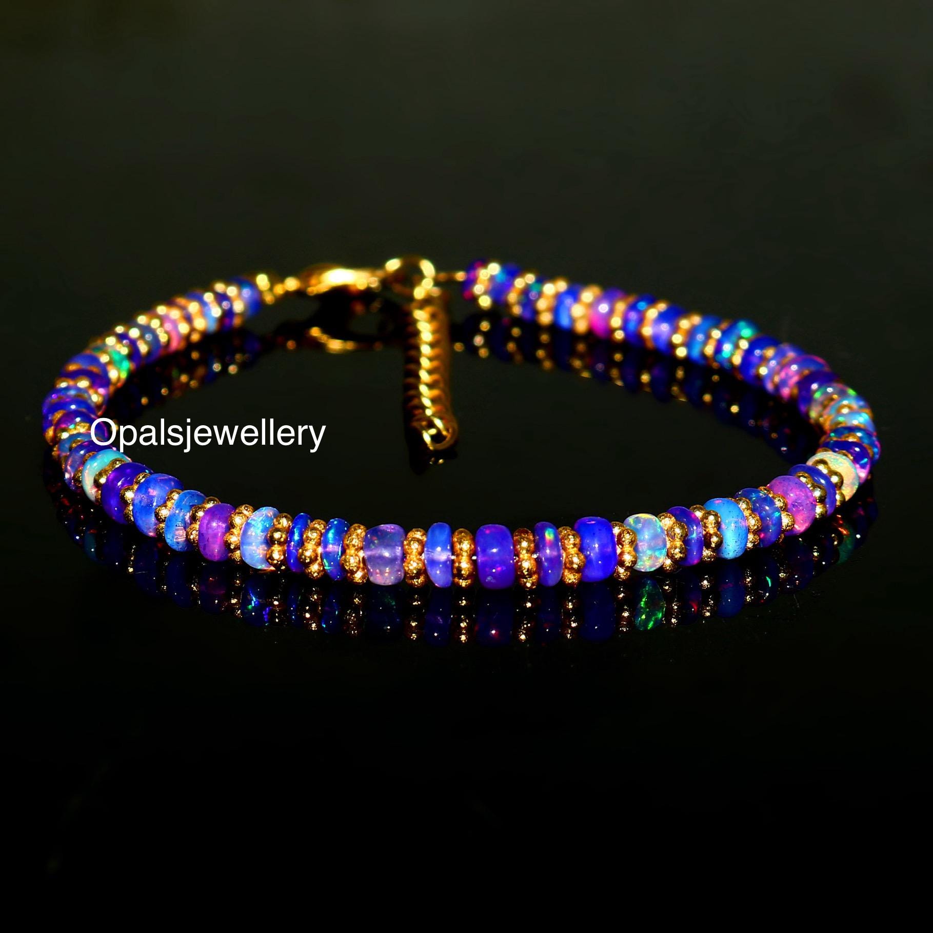 AAA Purple Opal Bracelet,ethiopian Opal Rondelle Beads Bracelet ...