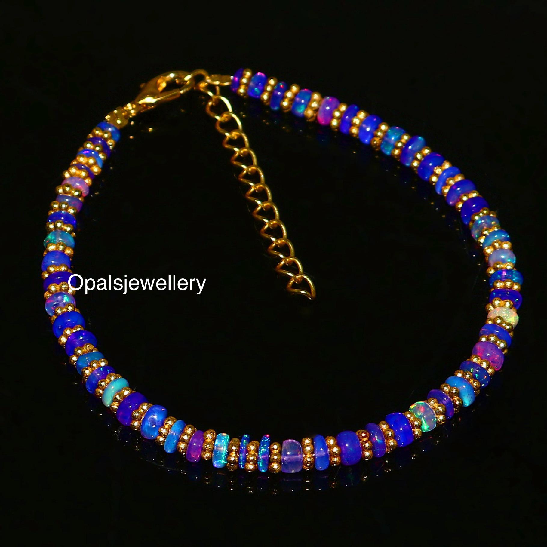 AAA Purple Opal Bracelet,ethiopian Opal Rondelle Beads Bracelet ...