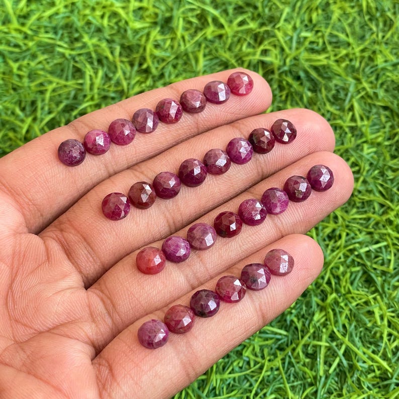Natural Ruby Sapphire Rosecut,Ruby Gemstone ,6MM Round Ruby Rosecut, calibrated gemstone Rosecut image 2