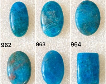 Gema de Apatita Natural Cabochão, Lote de Gema de Apatita Solta Cabochão para Atacado, Usada para Fabricação de Joias (959-964)