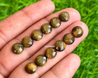 8MM, Tiger Eye Rosecut ,10 pcs pack Tiger Eye Rosecut, Tiger Eye Rosecut, Tiger Eye  Rosecut, Calibrated Gemstone