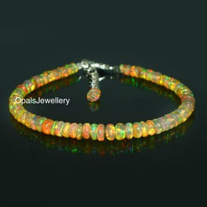 AAA + Natürlicher Äthiopischer Opal Perlenarmband, 7 Zoll Opal Armband, Welo Feueropal Armband, Zierliches Armband, Opal Schmuck, Geschenk für Sie