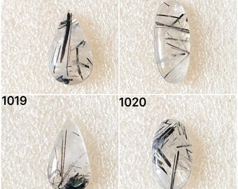 Gema cabochão de rutilo preto natural, lote de gemas soltas cabochão pretas para atacado, usada para fabricação de joias (1017-1020)