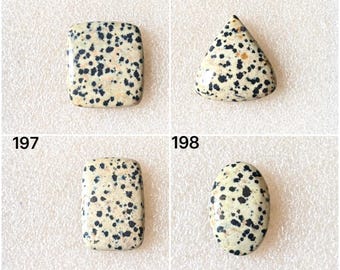 Gema de Jaspe Dálmata Natural, Lote de Gema Solta em Cabochão Dálmata para Atacado, Usada para Fabricação de Joias (195-198)