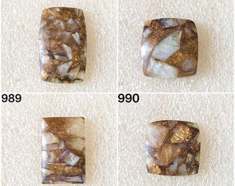 Gema cabochão de pedra da lua natural reconstruída, lote de gemas soltas cabochão reconstruídas para venda por atacado, usada para fabricação de joias (987-990)