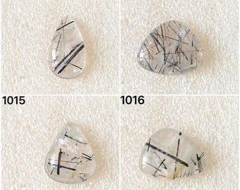 Gema cabochão de rutilo preto natural, lote de gemas soltas cabochão pretas para atacado, usada para fabricação de joias (1013-1016)