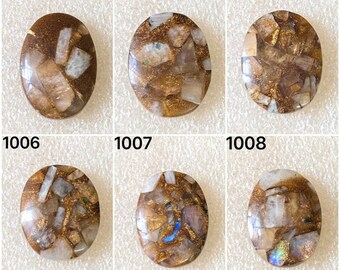 Gema Cabochão de Pedra da Lua Natural Reconstruída, Lote de Gema Solta Cabochão Reconstruída para Atacado, Utilizada para Fabricação de Joias (1003-1008)