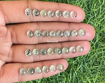 Cabochon rotondo di prehnite da 6 mm, confezione da 30 pezzi, cabochon rotondo di prehnite, cabochon di prehnite verde, cabochon di prehnite, pietra preziosa calibrata