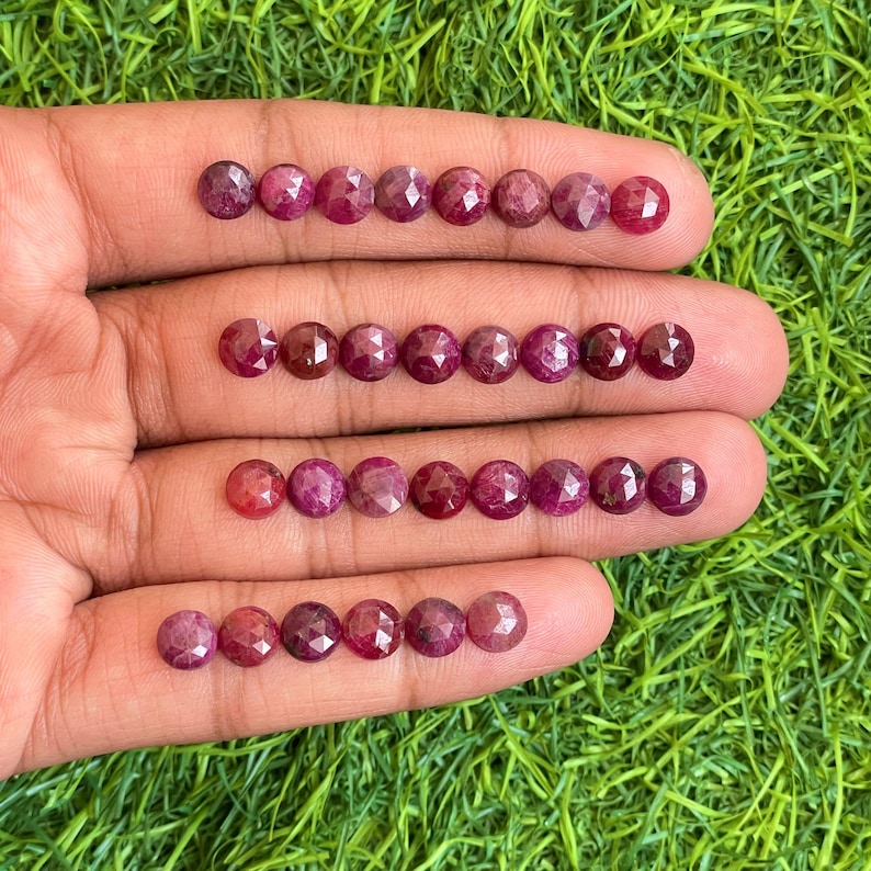 Natural Ruby Sapphire Rosecut,Ruby Gemstone ,6MM Round Ruby Rosecut, calibrated gemstone Rosecut image 1