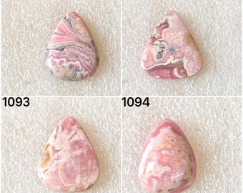 Gema de rodocrosita rosa natural em cabochão, lote de gemas soltas de rodocrosita em cabochão para venda por atacado, usada para fabricação de joias (1091-1094)