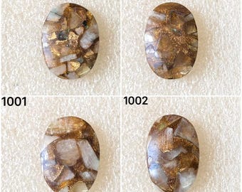 Gema cabochão de pedra da lua natural reconstruída, lote de gemas soltas reconstruídas em cabochão para venda por atacado, usada para fabricação de joias (999-1000)