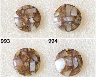 Gema cabochão de pedra da lua natural reconstruída, lote de gemas soltas cabochão reconstruídas para venda por atacado, usada para fabricação de joias (991-994)