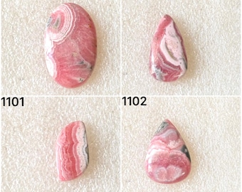 Gema de rodocrosita rosa natural em cabochão, lote de gemas soltas de rodocrosita em cabochão para venda por atacado, usada para fabricação de joias (1099-1102)