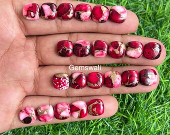 Cabujón de turquesa roja de 10 mm, cabujón de turquesa roja talla cojín, cabujón de gema calibrada, cabujón de turquesa roja cobriza