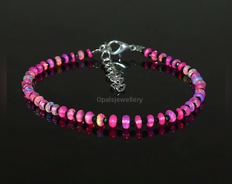 Minimalist Natural Ethiopian Opal-Pink Opal Bracelet-Smooth Opal Bracelet-Pink Opal Bracelet -Opal Bracelet-Pink Opal Jewellery- Pink Opal