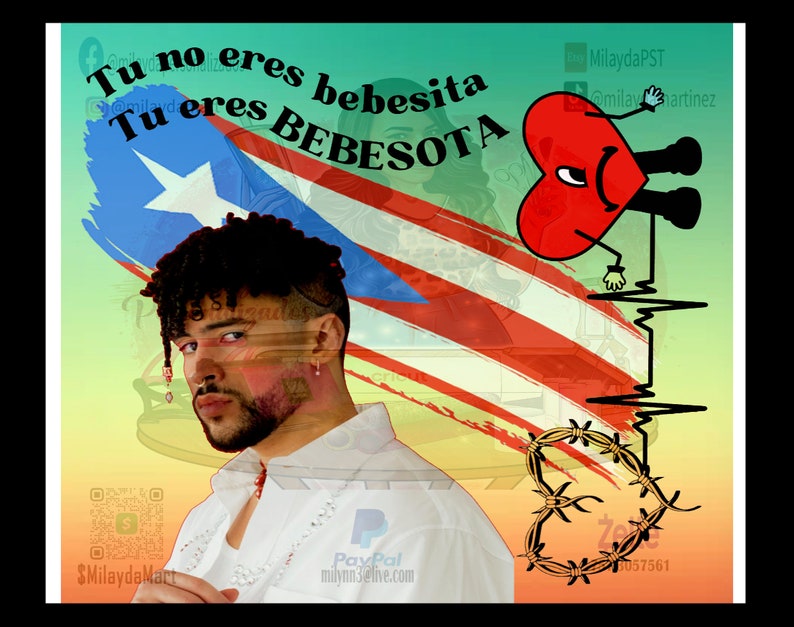 Bad Bunny PR Flag PNG for Tumblers 20oz, Digital Downloads Etsy