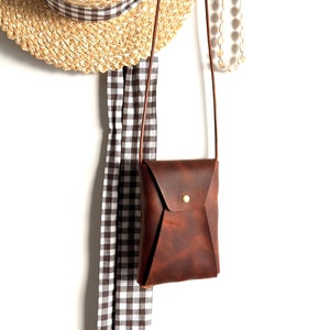 Crossbody Leather Phone Bag / Handmade Bag / Handcrafted Shoulder Bag /Slim Mobile Phone Bag / Travel Bag / Antique Leather / Gift for Her