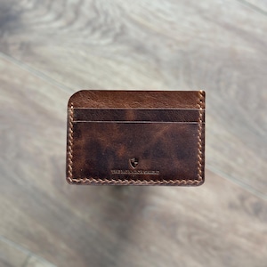 Porta-cartões de couro fino/carteira minimalista porta-cartões de crédito/porta-cartões feitos à mão/porta-cartões de visita/carteira masculina presente para ele ela