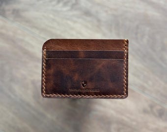 Titular de la tarjeta de cuero delgado / Cartera minimalista del titular de la tarjeta de crédito / Titular de la tarjeta hecha a mano / Titular de la tarjeta de visita / Regalo de la cartera de los hombres para él ella