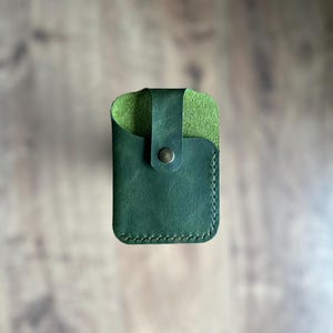 Minimalist Card Holder / Slim Leather Card Wallet / Vertical Thin Card Sleeve / Compact Front Pocket Wallet / Leather Card Sleeve With Snap