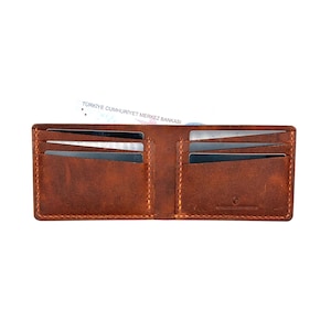 Cartera de cuero hecha a mano / Cartera plegable de cuero de primera calidad / Cartera grabada Cartera clásica para hombre / Cartera de cuero de plena flor / Regalo de aniversario