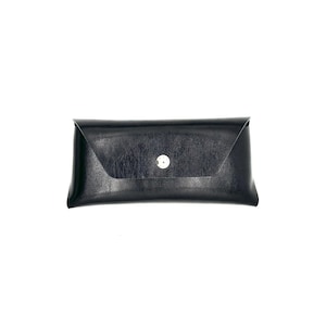 Handmade Leather Sunglasses Case / Leather Case / Handcraft Sunglasses Eyewear / Leather Sunglasses Pouch / Glossy Black Leather / Gift
