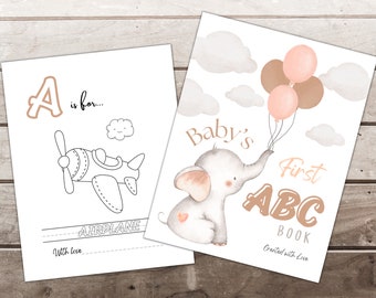 Kolorowanka "Dziewczynka Słonik": Gra na Baby Shower (do pobrania w wersji cyfrowej)