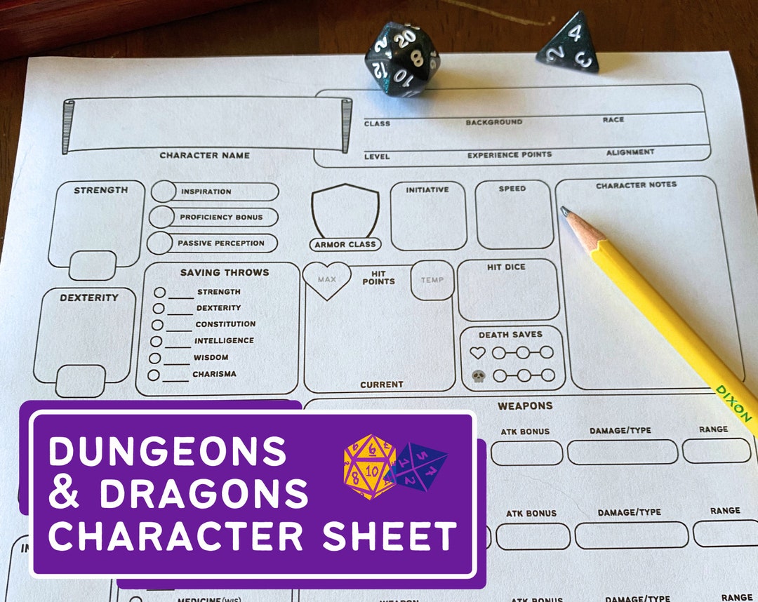 Dnd 5e Character Sheet and Spell Sheets Printable Pdfs for - Etsy