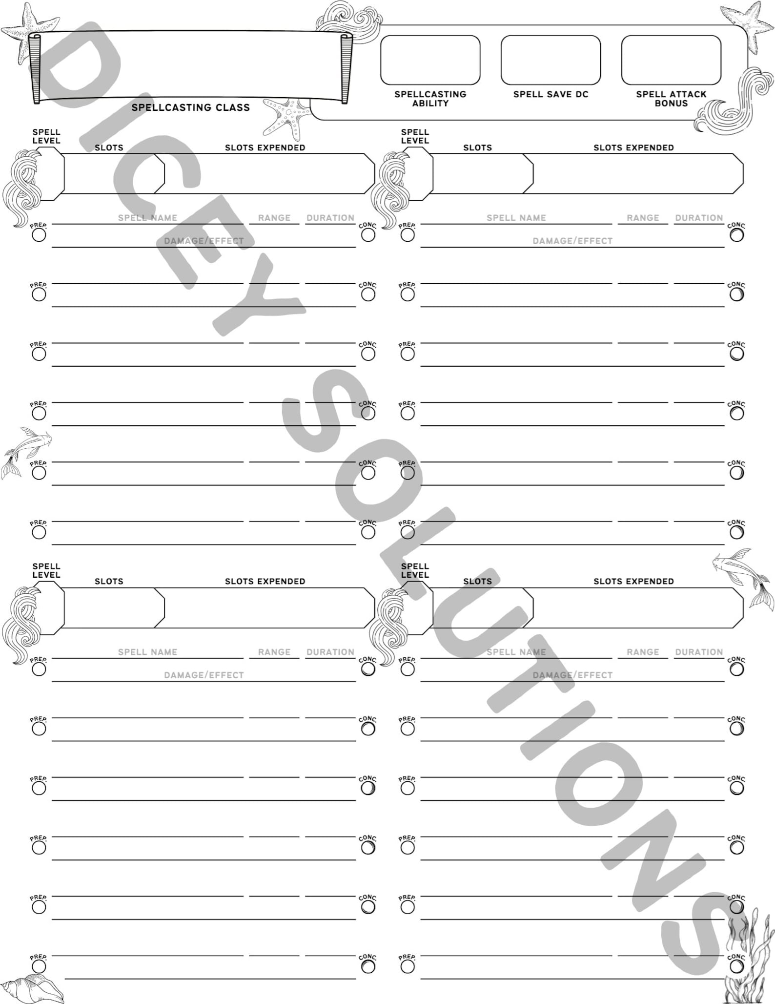 Dnd 5e Character Sheet And Spell Sheets Water Theme E vrogue.co