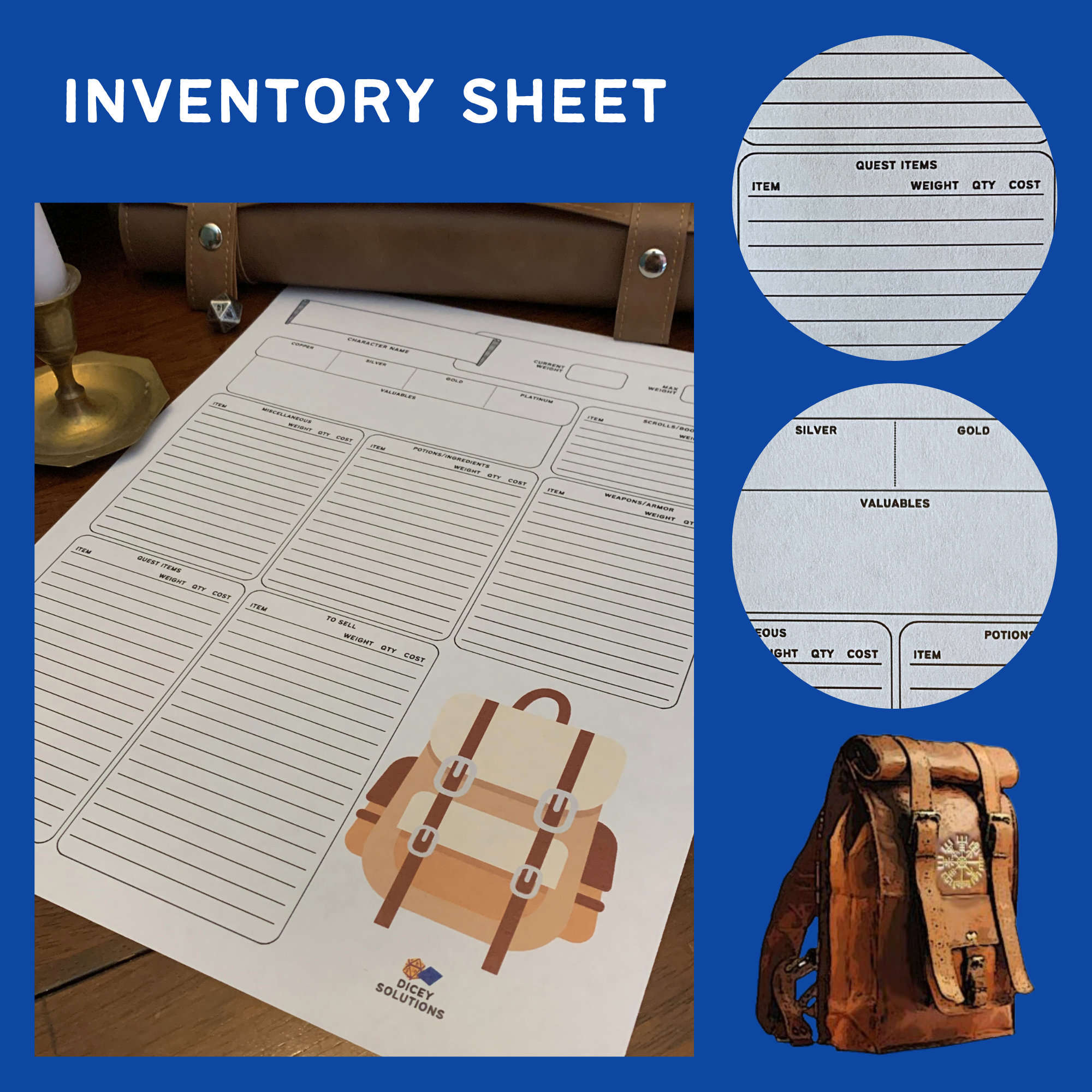 Dnd 5e Inventory Sheets Inventory Tracker, Handy Haversack, Bag of
