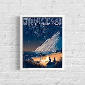 Great Lakes: Lake Michigan Travel Poster by Great Adventure Co | American Travel Print | Art Print