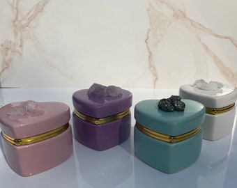 Ceramic Crystal Heart Boxes