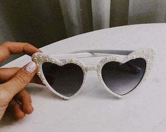 Pearl Bride Sunglasses - Heart Sunglasses- Bridal Party Sunglasses