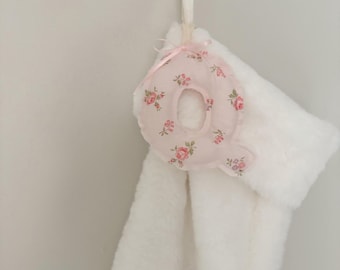 Fabric Letter Ornament - Personalized fabric letters - custom Fabric letter gift tag - fabric letter stocking tag - quilted letters