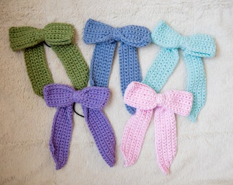 Crochet Hair Bow Accessory (Multiple Colors)