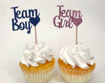 Team Boy-Team Girl Cupcake Toppers-Gender reveal