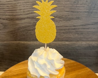 Summer cupcake toppers, tropical cupcake toppers, summer party, cupcake toppers, pineapple cupcake topper